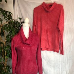 BANANA REPUBLIC size small pink cranberry  turtle neck sweaters thick chunky